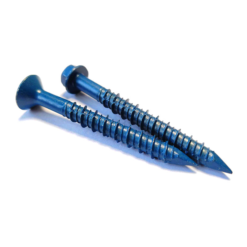 Tornillo de hormigón azul de cabeza hexagonal ranurado Tornillo de hormigón azul de cabeza hexagonal ranurado